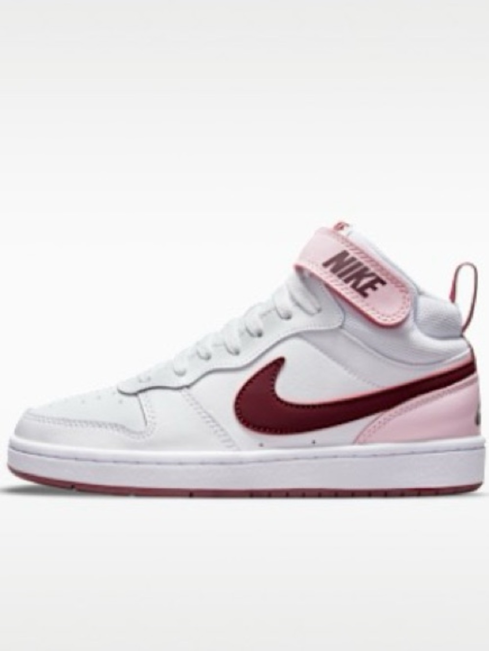 Nike Big Kids High-Top Sneakers in White and Pink